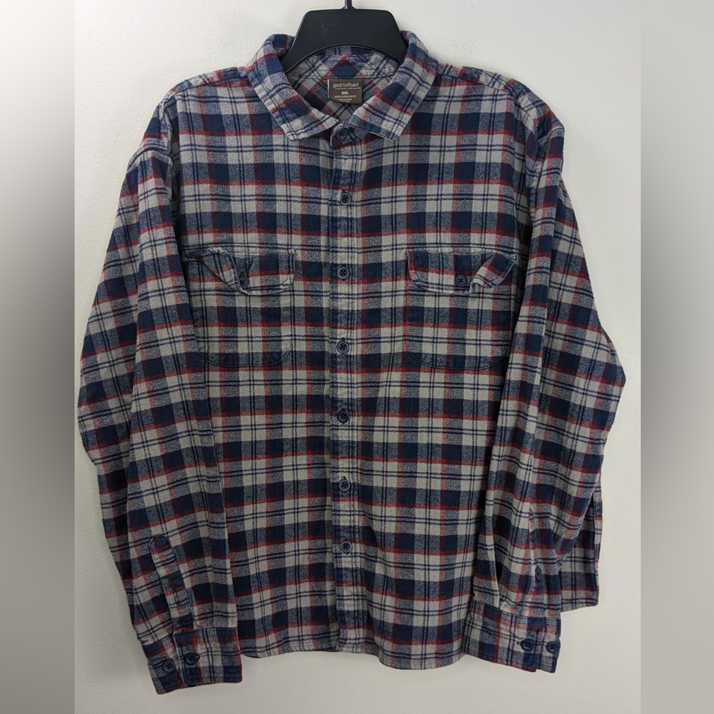 Great Northwest Clothing Company Blue Plaid Flannel Button-up Shirt Sz XXL